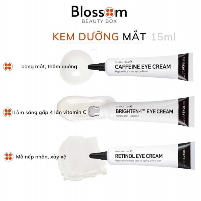 Kem dưỡng mắt The INKEY List Brighten-i Retinol Caffein Eye Cream 15ml (Bill Anh)