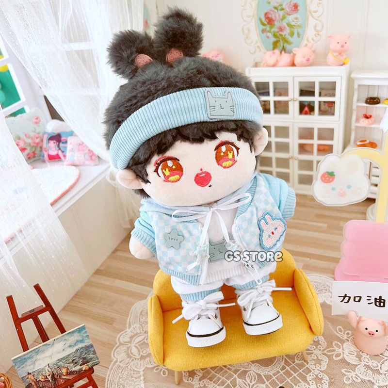 Búp Bê Xiao Rabbit Xiao Zhan Sean Xiao Có Mũ Trùm Đầu Màu Xanh Dương 20cm Quà Tặng Trang Phục Idol