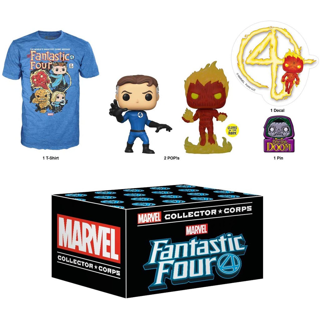 Chính Hãng Funko Hộp Marvel Collector Corps  Fantastic Four áo size M