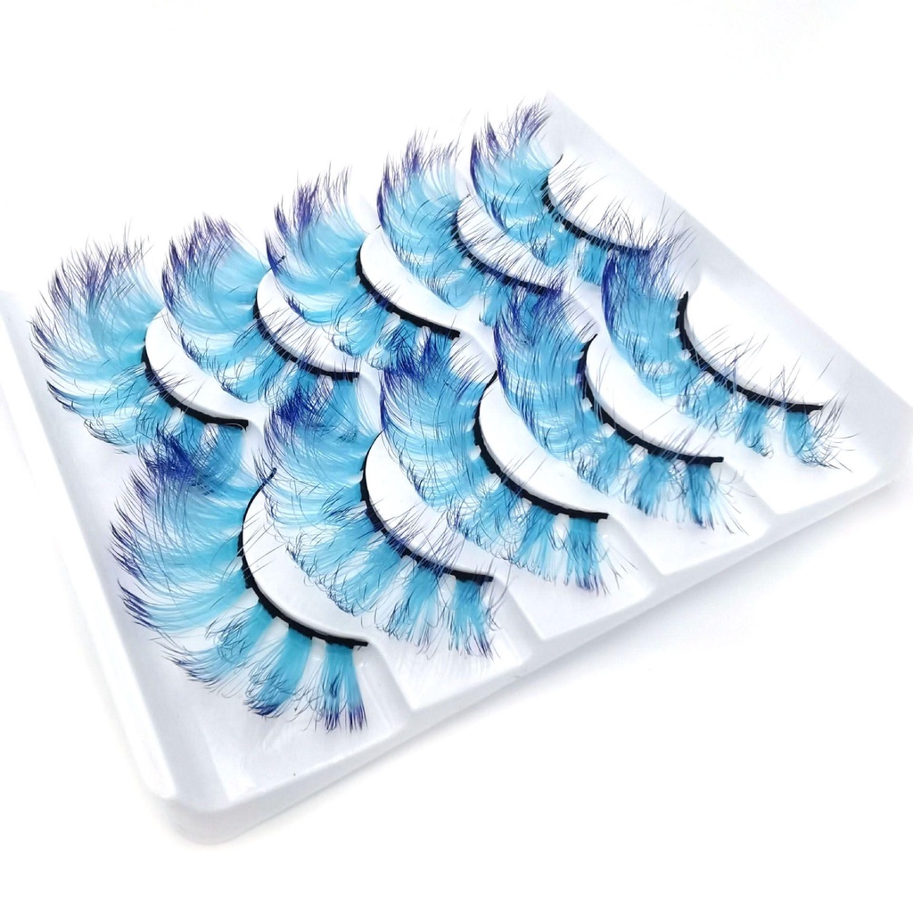 Set 5 Cặp Lông Mi Giả 3D Cong Dài Tự Nhiên Màu Sắc Gradient