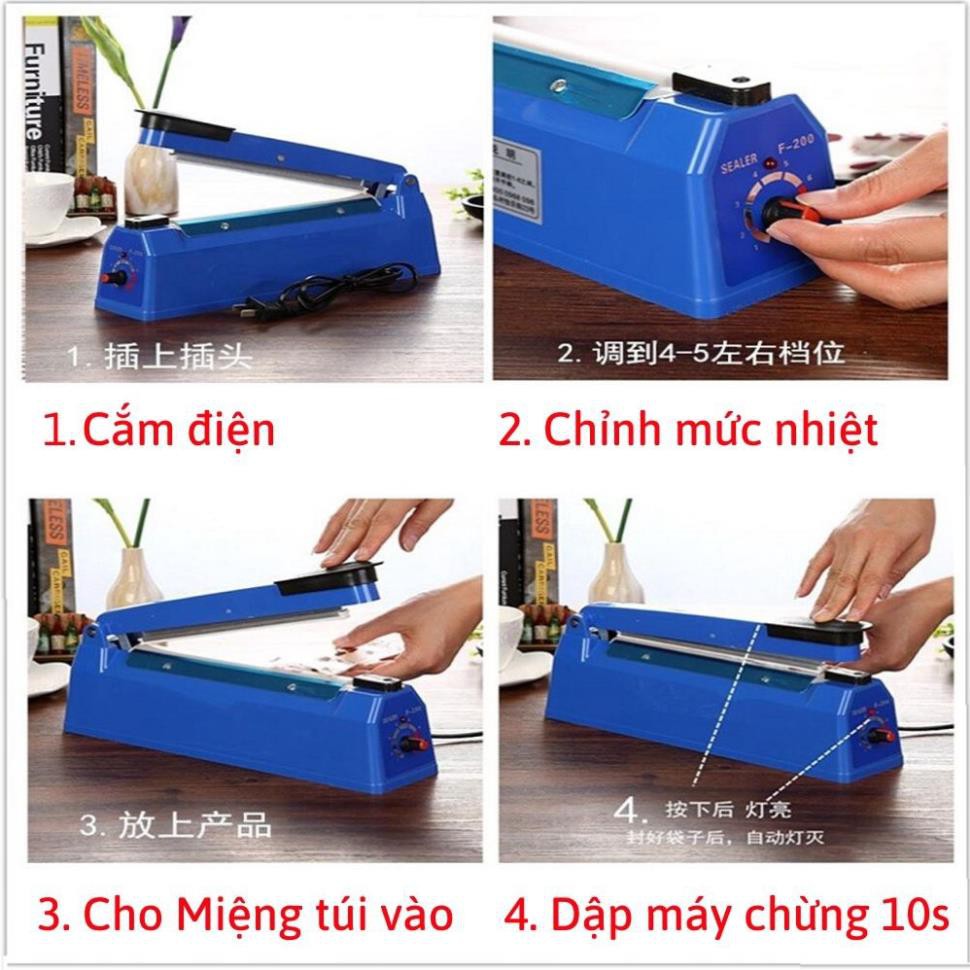 ✔️ Sale Máy hàn miệng túi dập tay chuyên dụng PP/PE (Cỡ 300x2mm) (Vỏ sắt, Cam) Máy đóng gói KamiHome bảo hành 6 tháng ✔️