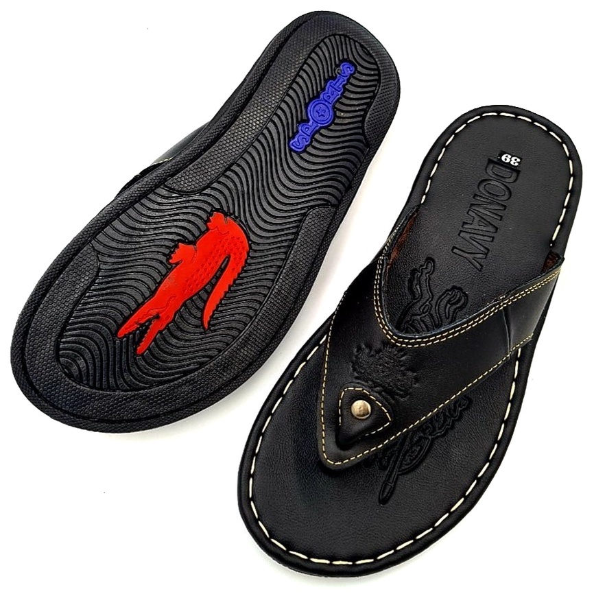 Dép xỏ ngón nam da bò 100%, DONAVY cao cấp kiểu vương miện, hàng may quai chắc chắn, da bò rất mềm mại đi êm chân D.KVM