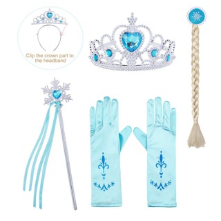 BỘ PHỤ KIỆN CÔNG CHÚA ELSA 4 MÓN. PHỤ KIỆN ELSA XANH - HỒNG