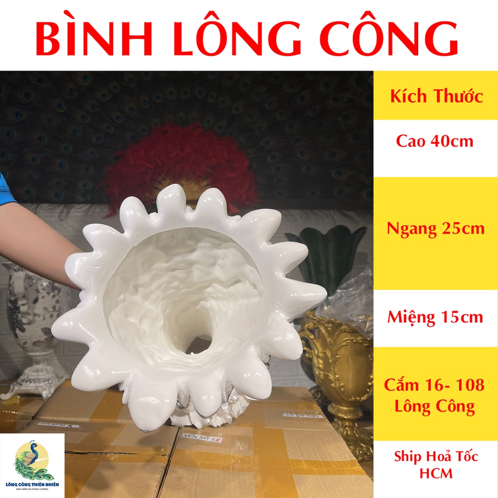 Bình Lá Dáng Cao Cắm Lông Công 40cm-25cm-15cm