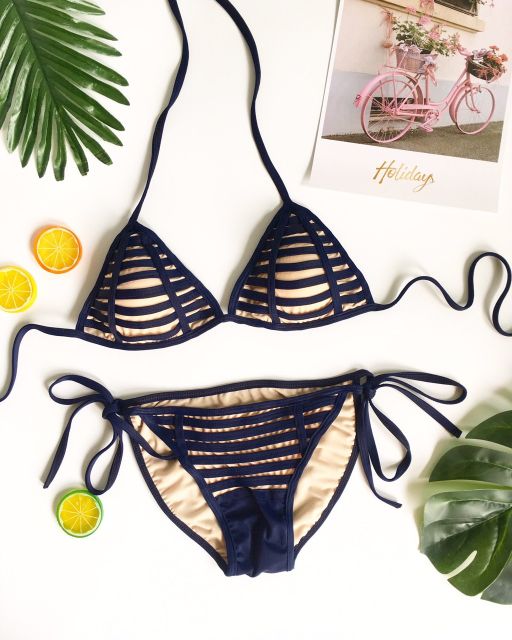 Bikini tam giác viền bậc thang sexy( nhiều màu)