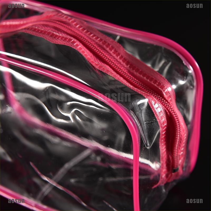 Túi nhựa PVC trong suốt đựng mỹ phẩm có khóa kéo tiện dụng mang đi du lịch tùy chọn màu sắc