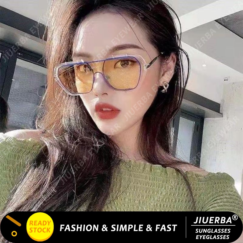 Kính Mát Chống Nắng Gọng Lớn Bằng Kim Loại Thiết Kế Bất Đối Xứng Thời Trang Phong Cách Phương Tây