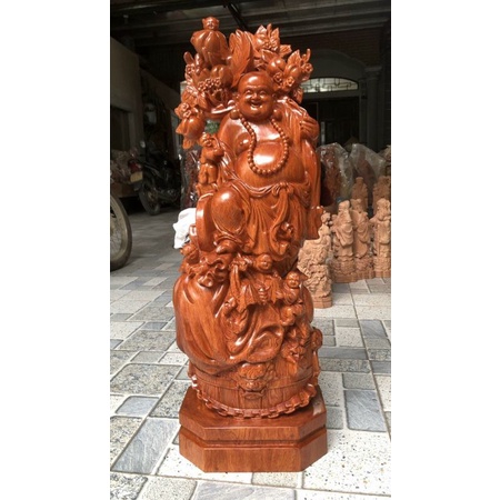 Tượng phật di lặc ngũ phúc gỗ hương cao 60cm