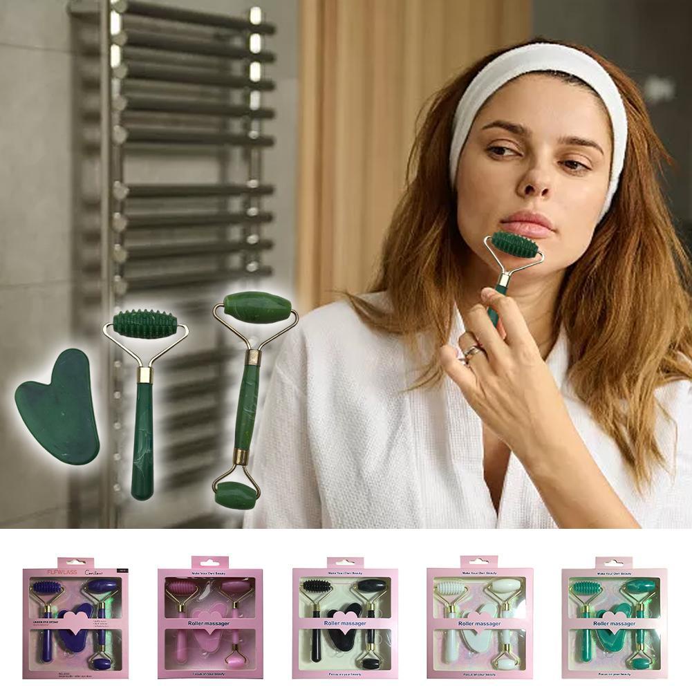 Bộ 3 Cây Lăn Mát Xa Mặt Hai Đầu Bằng Nhựa Resin U0H2