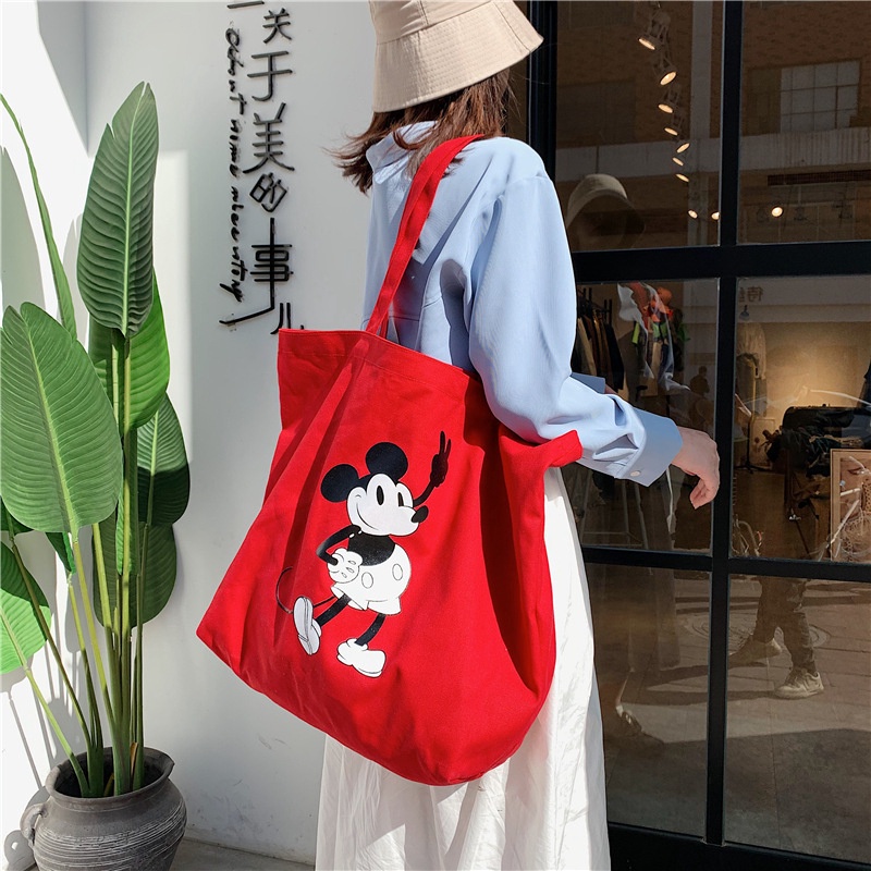 DISNEY Túi Xách Đeo Vai Zara Vải Canvas In Hoạt Hình Mickey Dễ Thương Cho Học Sinh
