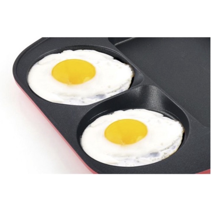 Chảo chiên trứng / bánh chống dính đa năng 3 ngăn 3 trong 1 Kitchen Art - bếp ga, hồng ngoại chất lượng cao [Nội Địa Hàn Quốc]