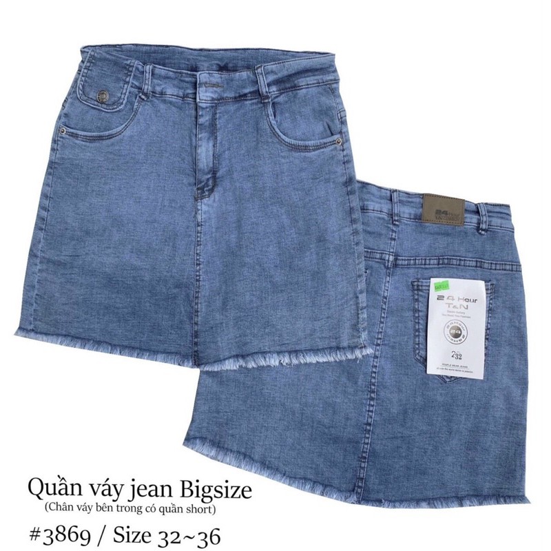 [Hàng mới về] Quần váy jeans Bigsize, chân váy bò chữ A, chân váy jean cạp cao size lớn (60-90kg)