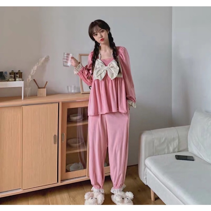 Set nơ tiểu thư bánh bèo chất nhung tuyết freesize | BigBuy360 - bigbuy360.vn