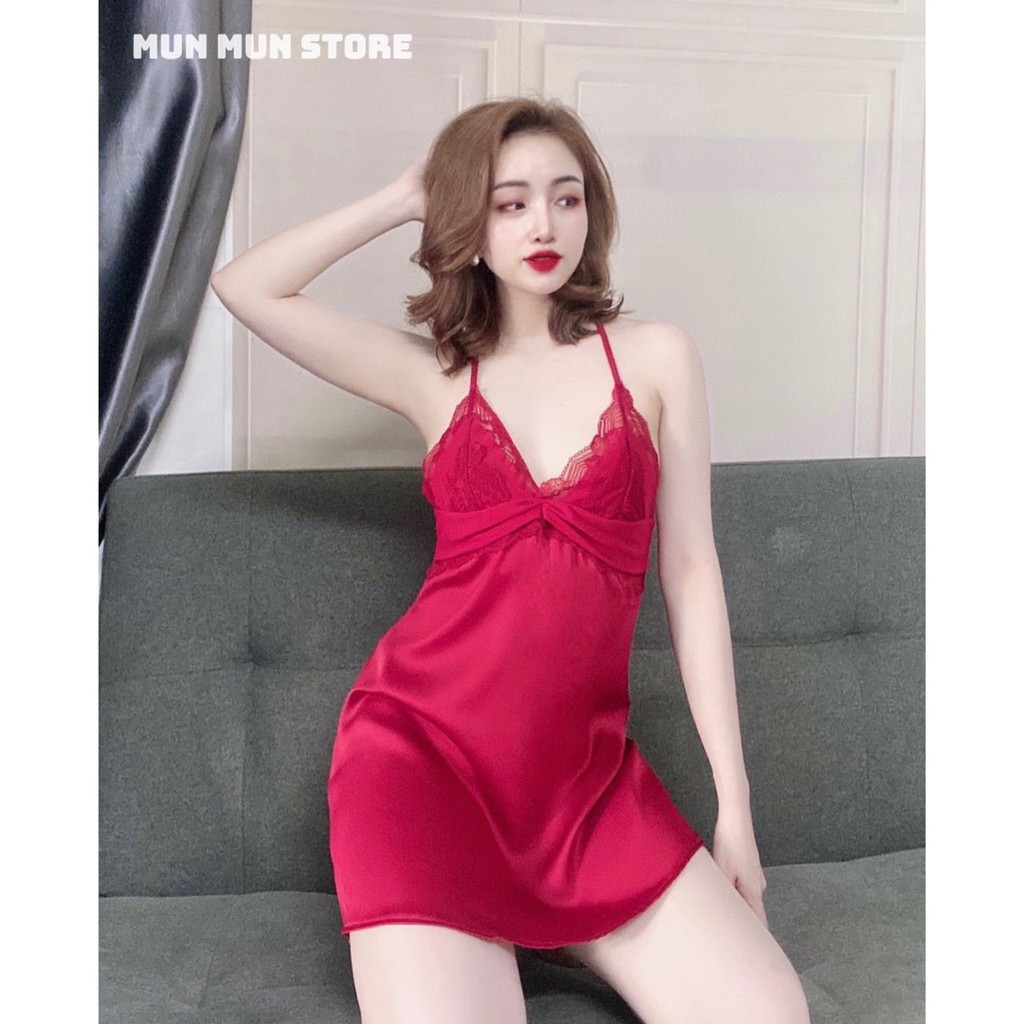 Váy Ngủ Sexy ❤️𝐅𝐫𝐞𝐞 𝐒𝐡𝐢𝐩❤️ MunMunStore đồ ngủ sexy chất lụa satin mềm mại - quyến rũ (ảnh + video thật)8864