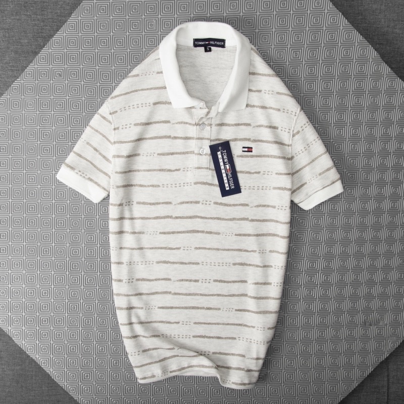 ÁO THUN POLO SỌC NGANG VẢI TỔ ONG TOMMY