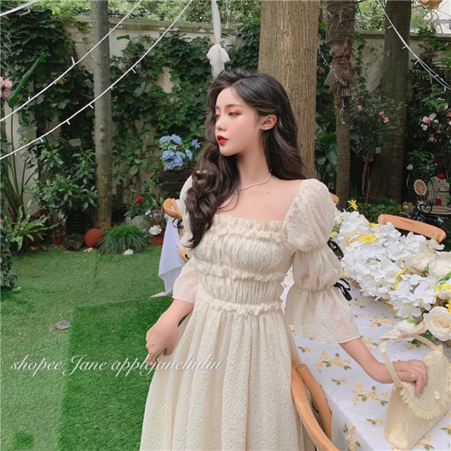 sẵn JANE’S Đầm xoè công chúa Vintage phong cách Paris dress cực xinh T1