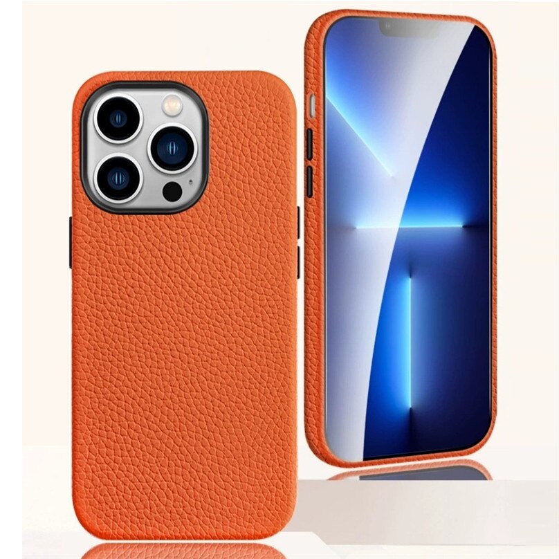 Ốp Điện Thoại Da Bò Thật Đế Sạc Không Dây Nam Châm Cho iPhone 14 Pro Max 12 Pro 13