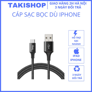Dây sạc 1m ipbọc dù,cáp sạc cho ipdài 1m ip5/5s/6/6s/6plus/6splus/7/7plus/8/8plus/x/xr
