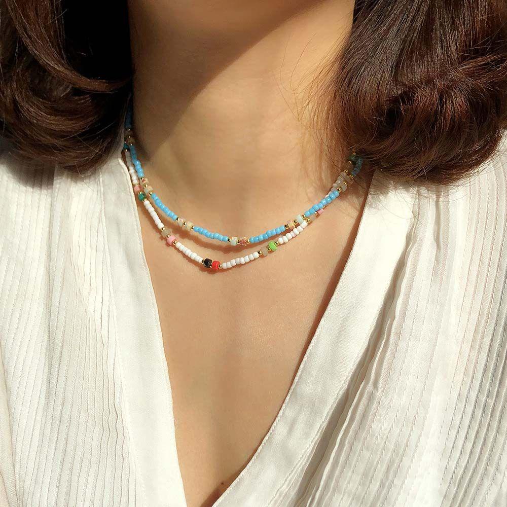 Vòng cổ Đá Mã Não WMES15H Phong Cách Hàn Quốc Cho Nữ|Vòng cổ Chuỗi Hạt Nhiều Màu Sắc