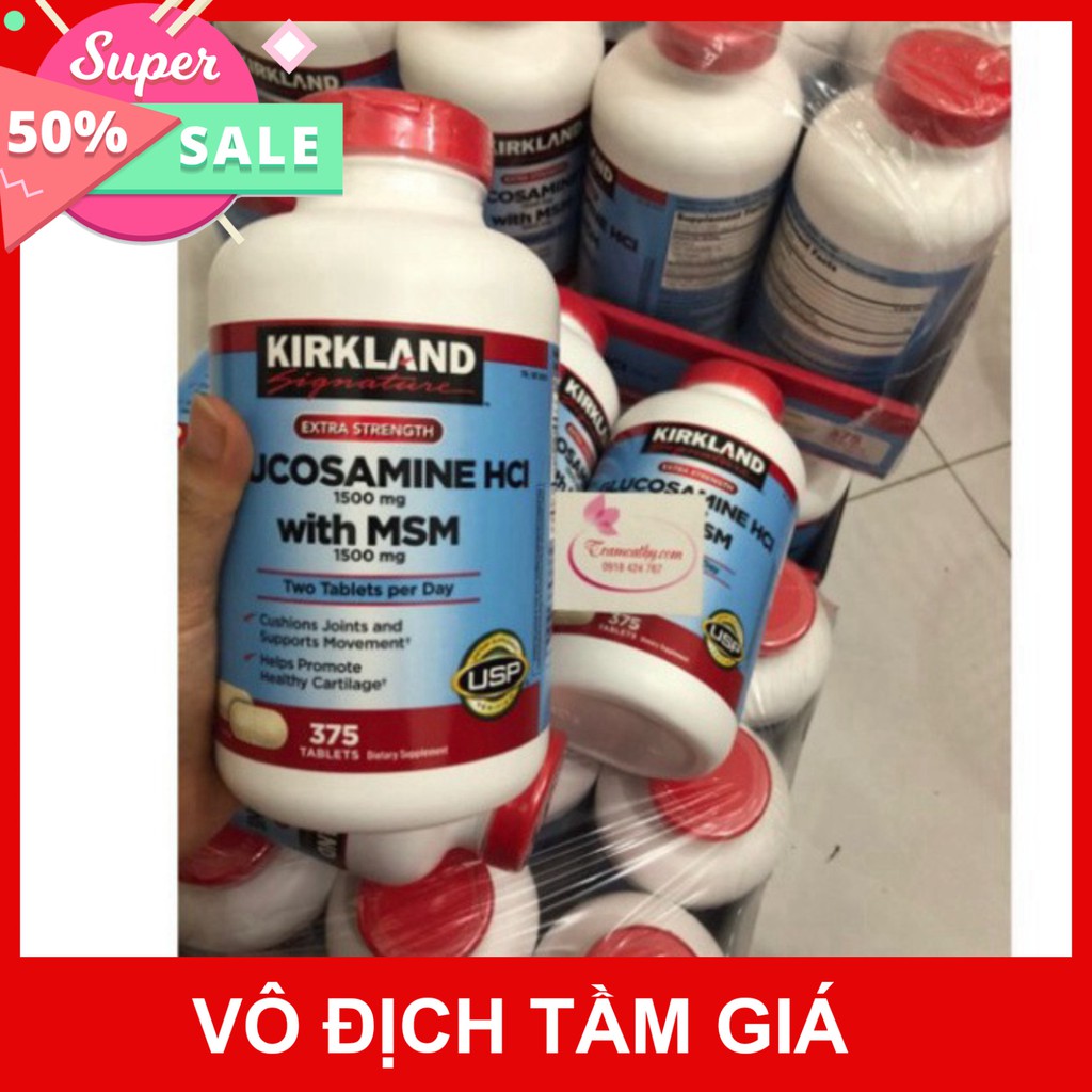 VÔ DỊCH TẦM GIÁ [bill mỹ] Viên uống Glucosamine HCL 1500mg Kirkland With MSM Hộp 375 Viên vàng [HSD 1-2023] VÔ DỊCH TẦM 