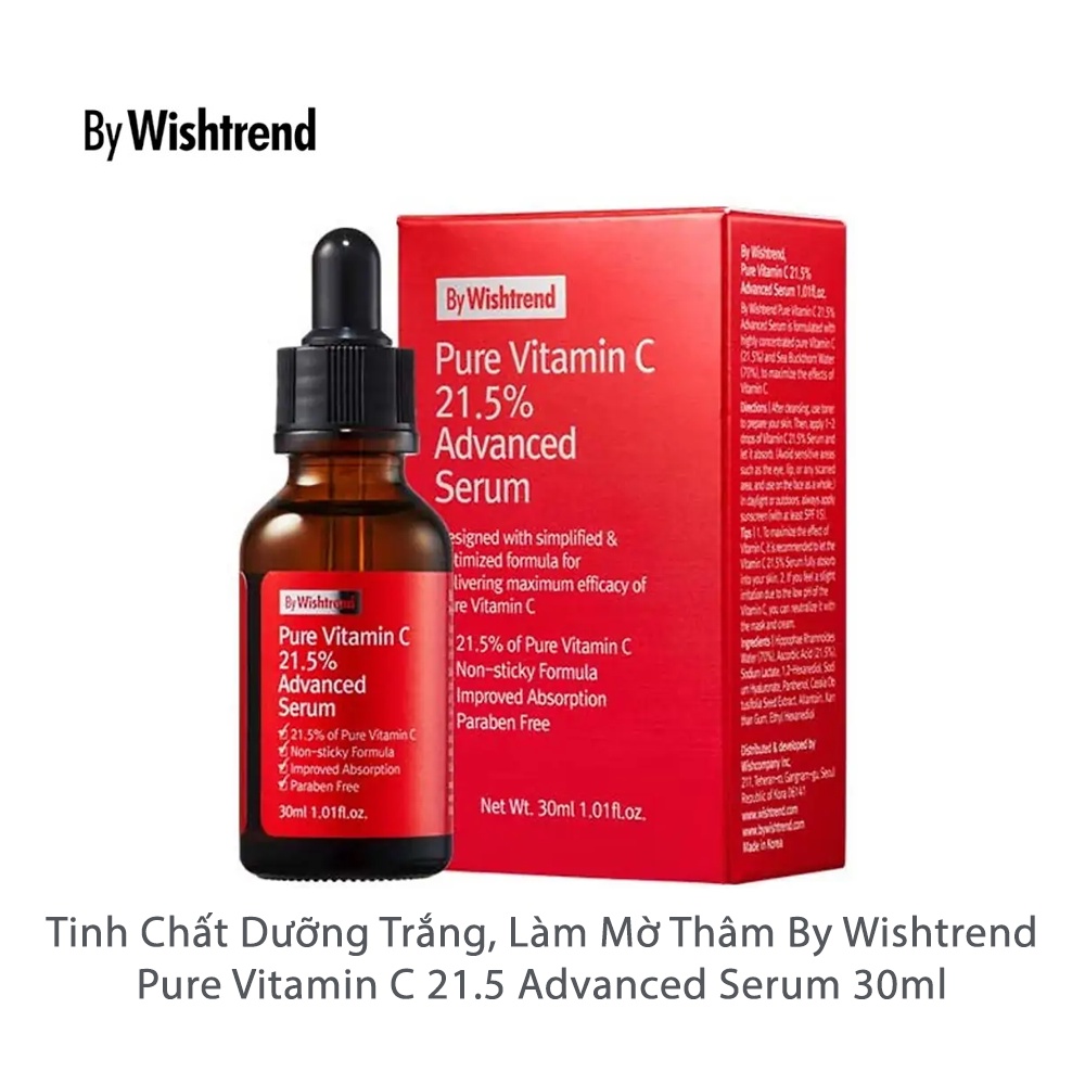 [CHÍNH HÃNG] Tinh Chất Dưỡng Trắng, Làm Mờ Thâm By Wishtrend Pure Vitamin C 21.5 Advanced Serum 30ml