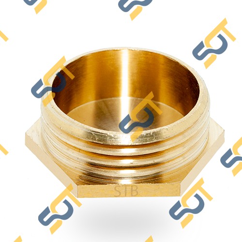 [BỊT REN 34 - 42 - 49 - 60] Nút đầu bịt ren ngoài ngặn chặn dòng chảy &amp; khí nén ren BSP - Đồng Phay (Pipe plug cap male)