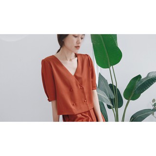 Chicka Chicka - Set Short sleeve vest croptop - Basic pants - Màu Orange