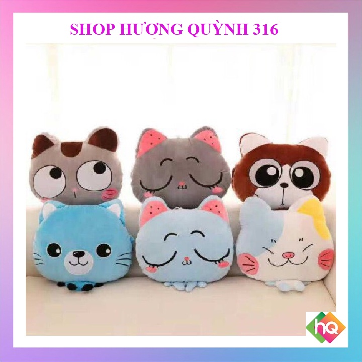 (HQ)Bộ chăn gối văn phòng hình mèo siêu đáng yêu. Kèm chăn
