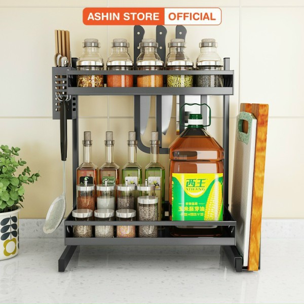 Kệ gia vị, kệ hũ gia vị 2 tầng, Phủ Sơn Tĩnh điện chống bám dính dầu mỡ thiết kế sang trọng | BigBuy360 - bigbuy360.vn
