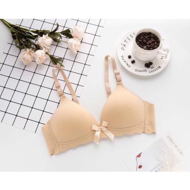 Áo lót nữ - Áo Ngực Đính Nơ Không Gọng Đệm Mỏng Viền Sóng Cực Xinh Đẹp - AL 6699