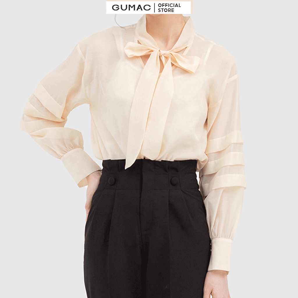 Áo sơ mi nơ cổ AB11007 GUMAC( mỏng - không kèm lót trong) | BigBuy360 - bigbuy360.vn