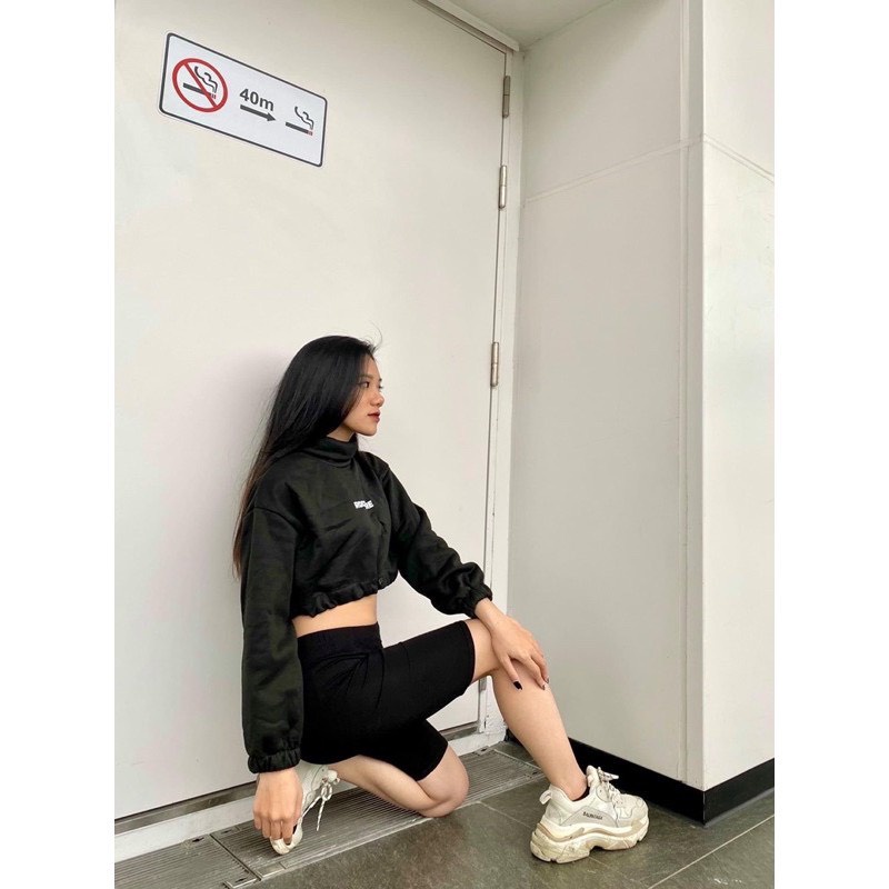 Quần legging lửng vải poly cao cấp - quần biker nữ đùi ngố đồ ôm bụng nâng mông siêu co giãn