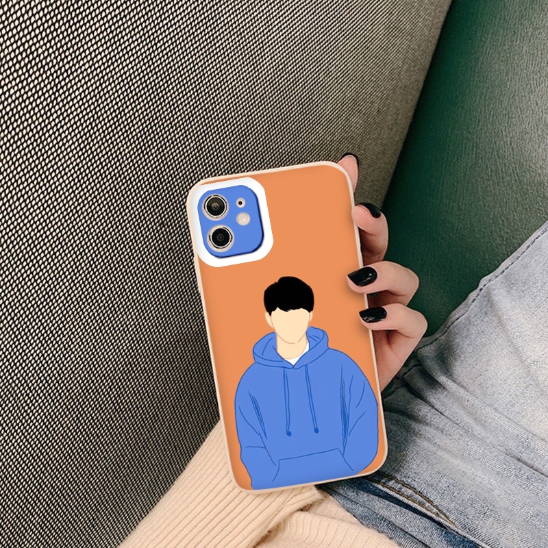 Ốp lưng iphone hot boy áo xanh nền cam bảo vệ camera ốp iphone6/6plus/6s/6splus/7/7plus/8/8plus/x/xr/xs/11/12/13/pro/ma