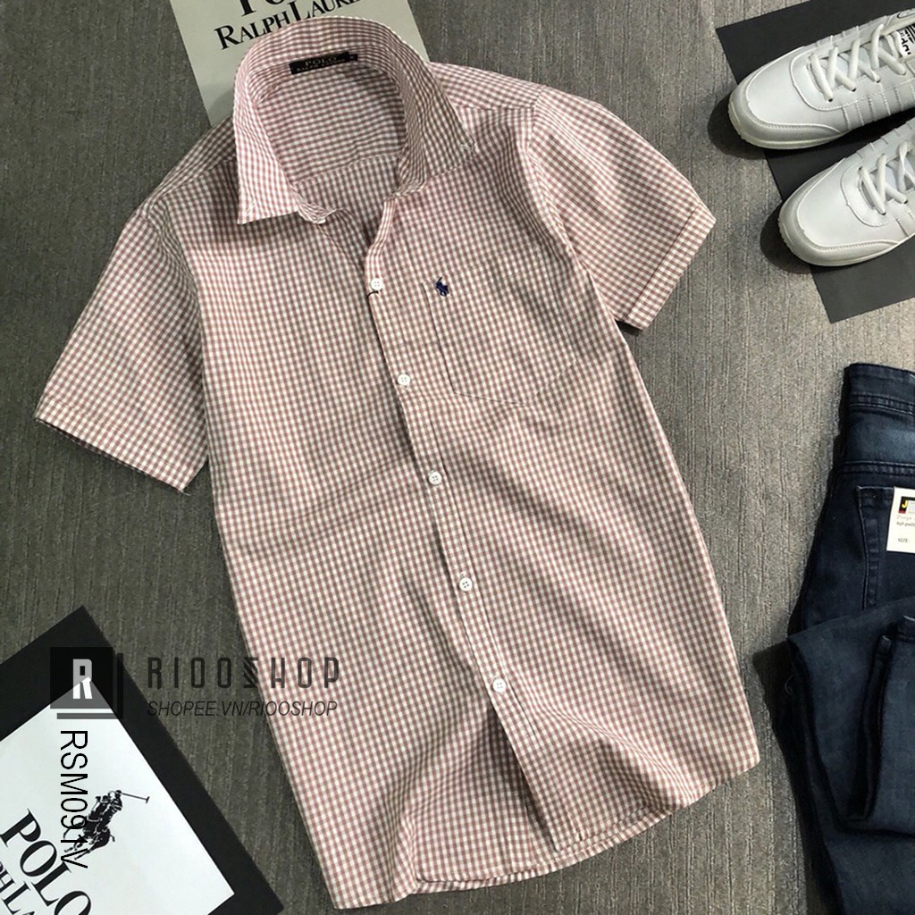 Áo sơ mi nam tay ngắn polo cao cấp họa tiết caro cực đẹp RSM091V | BigBuy360 - bigbuy360.vn