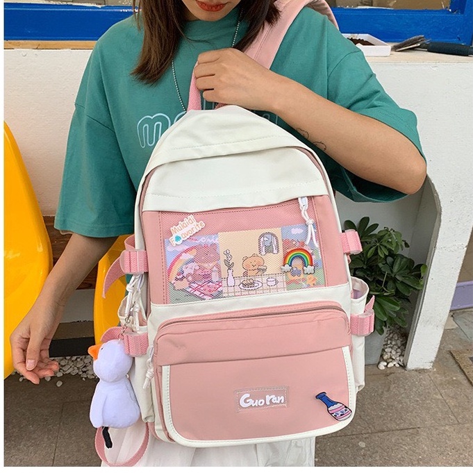 Balo nam nữ thời trang HAZIN chất liệu polyester cao cấp phối màu độc đáo đi học đi chơi phong cách unisex vừa laptop