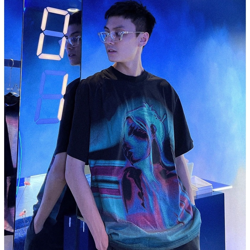 Áo thun unisex Lucid lust-black green màu đen - Charm tee Onism