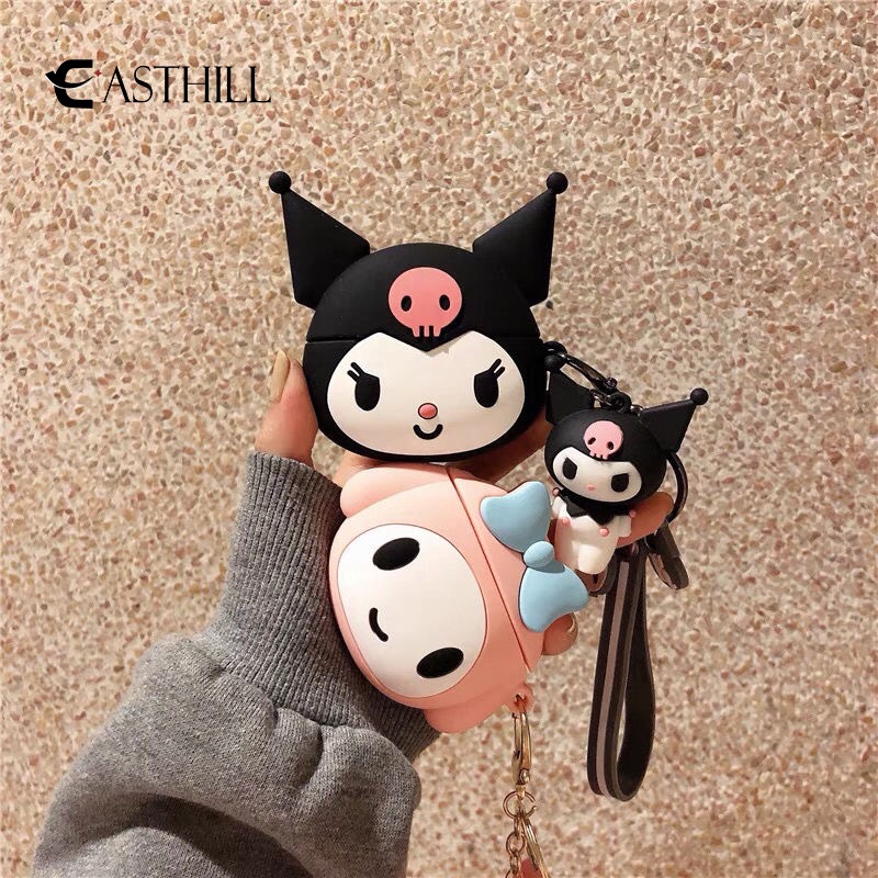 SANRIO Vỏ Bảo Vệ Hộp Sạc Tai Nghe AirPods 1 2 3 Pro Bằng Silicon PC Cứng Họa Tiết Kuromi Dễ Thương