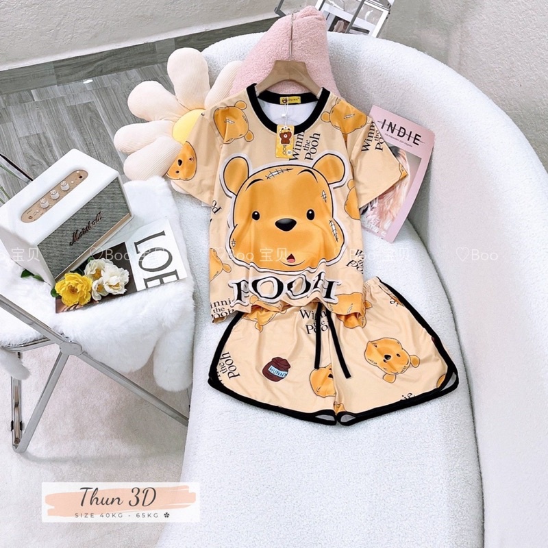 Đồ Bộ Mặc Nhà Cổ Tròn Thun 3D Cao Cấp Booboo- Tiên Suri House