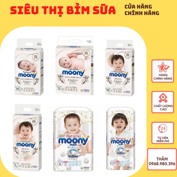 💝FREESHIP💝 Moony Natural Nội Địa Chính Hãng - Bỉm Moony Dán/Quần Đủ Size NB63/S58/M48/L36/XL32