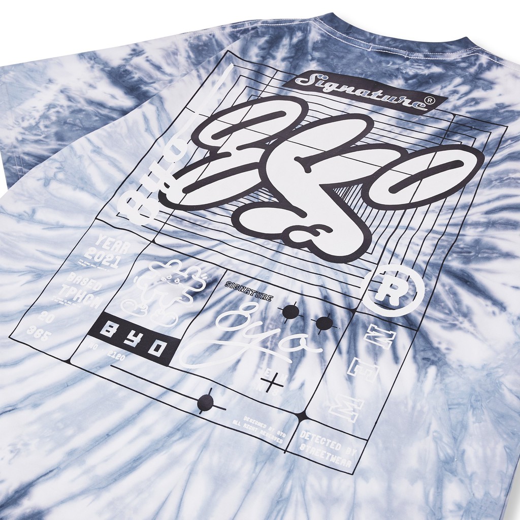 Áo thun tay lỡ 8YO phông Unisex nam nữ Premium Cotton oversize form rộng TIE-DYE 4.0 - BLUE