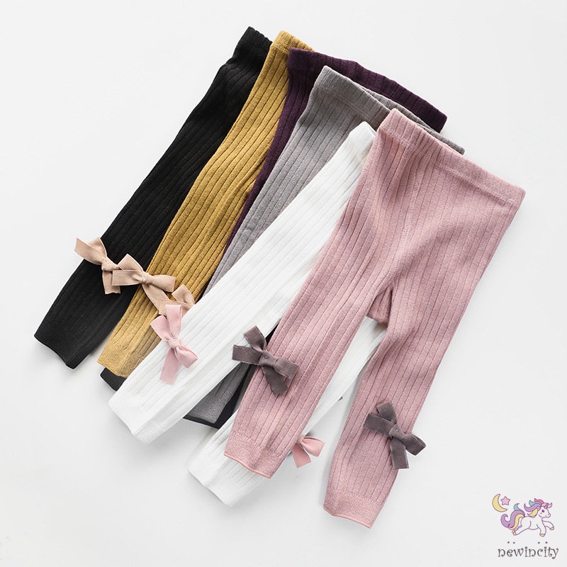 Quần legging đính nơ thời trang mùa thu phong cách Hàn Quốc dành cho bé gái