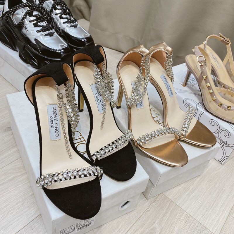 Pass dép sandal jimmy choo màu vàng đồng cua lehongnhung store