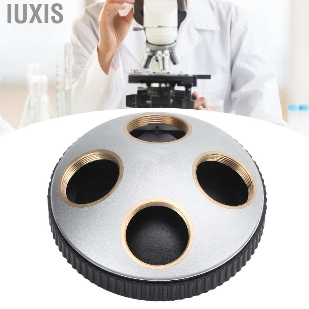 Iuxis Microscope 4‑Hole Adapter Objective Lens Revolving Nosepiece Converter with RMS Interface