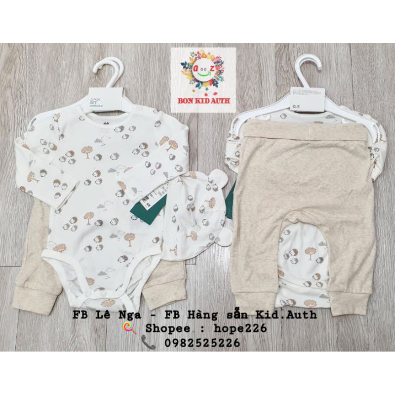 Set sơ sinh nhím săn sale HM US sz 4-6m, 6-9m (Hãng ship kèm cặp móc)