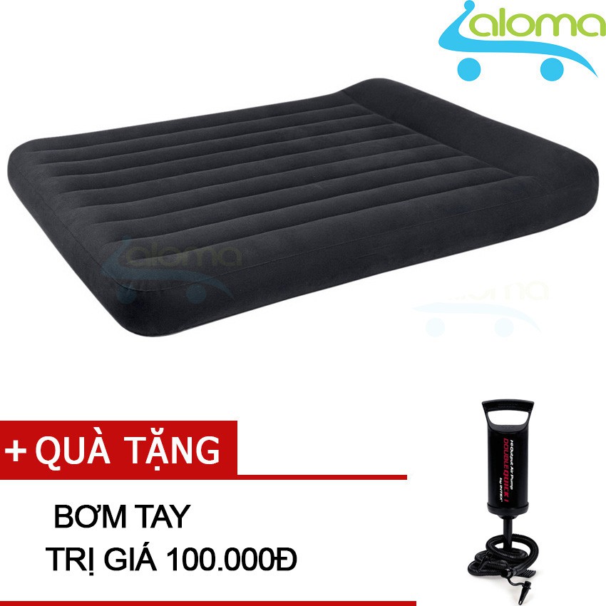 Đệm hơi 1.4m cao su phủ nhung 66768 có gờ gối (137x203x23cm) kèm bơm điện