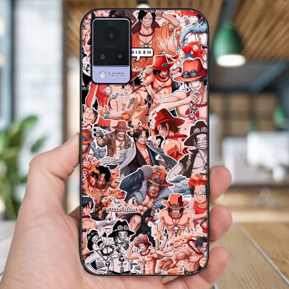 Ốp lưng Vivo V21 viền đen in hình Ace One Piece