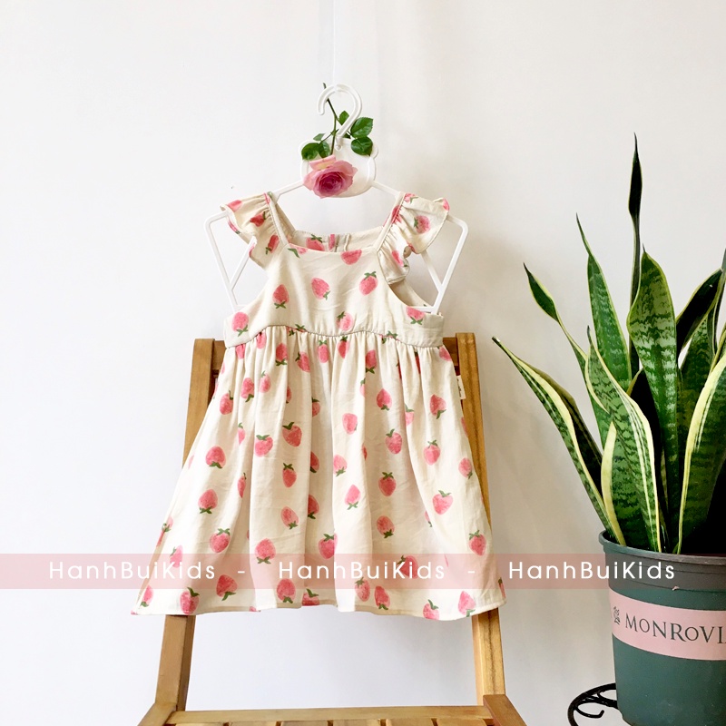 Váy cánh tiên Good Mama vải đũi mềm cho bé size 80 đến 120