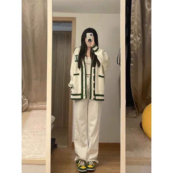 Lea - Cardigan viền xanh lá phong cách Hàn Quốc | BigBuy360 - bigbuy360.vn