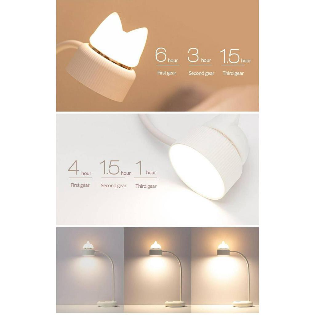 Đèn LED Uareliffe Hình Mèo Dễ Thương Có Kẹp Gắn Bàn Làm Việc / Đọc Sách Ban Đêm Bảo Vệ Mắt Cho Nhà