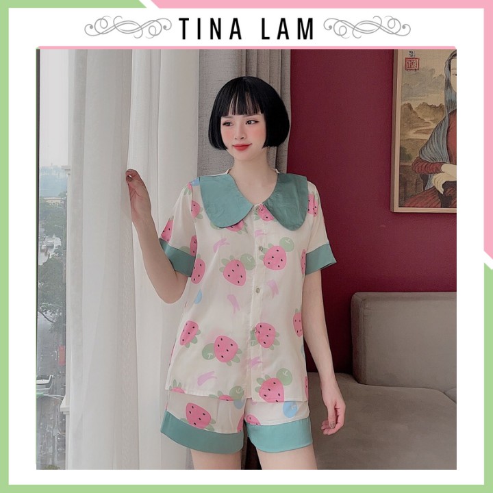 Đồ Bộ Pijama Nữ⚡𝐅𝐑𝐄𝐄𝐒𝐇𝐈𝐏 𝟓𝟎𝐊⚡ Satin Thái - Tay Ngắn Quần Đùi Form Tay Lở Dưới 60kg Mặc Đẹp DBN05